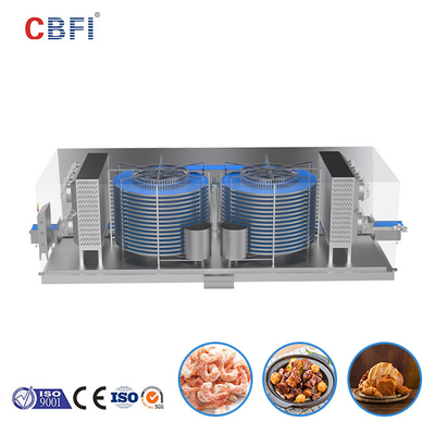 صدمة التجميد السريع Iqf Blast Spiral Quick Freezer الصناعية 500-800 كجم / ساعة